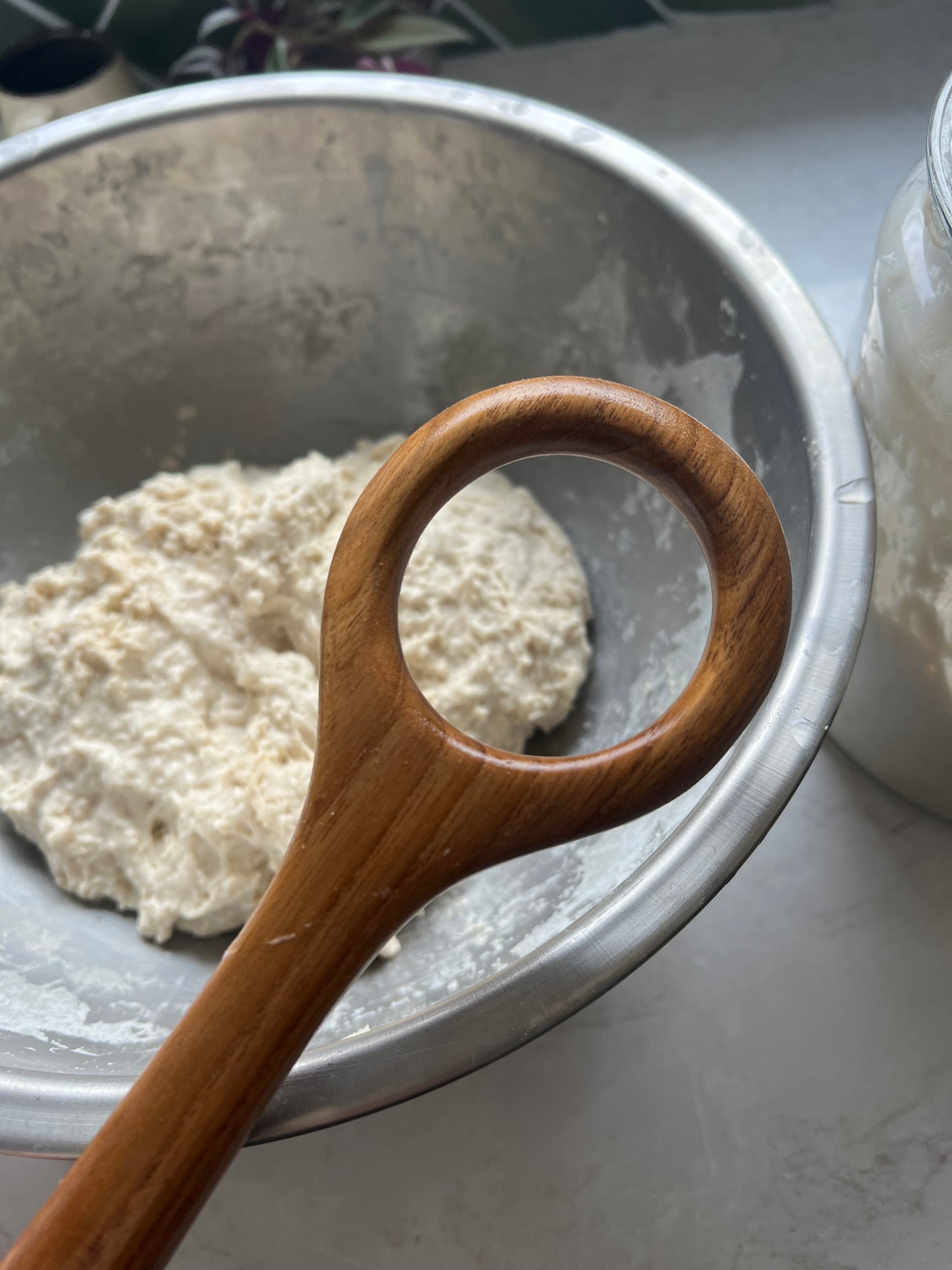 Teak Wood Danish Dough Whisk
