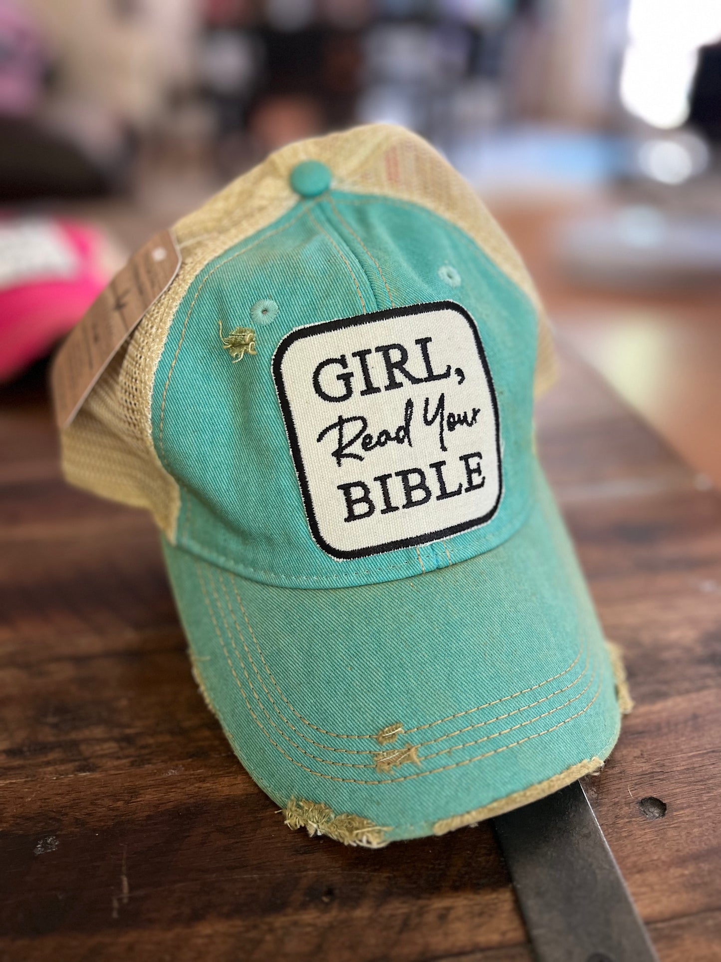 Girl Read Your Bible - Distressed Trucker Hat