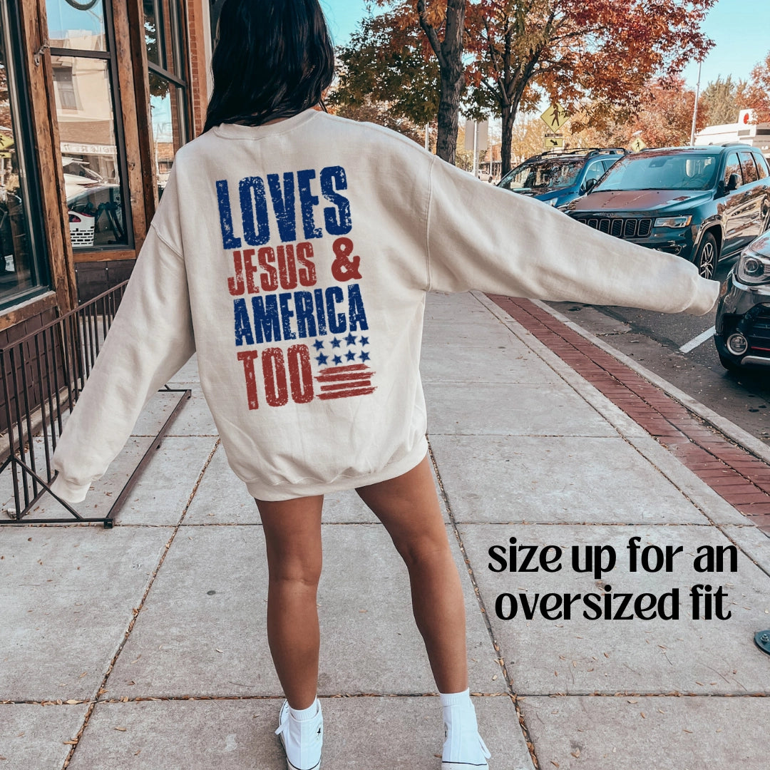 Loves Jesus And American Too, T-Shirt & Sweat Shirts