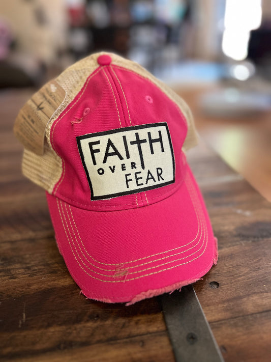 Faith Over Fear - Distressed Trucker Hat