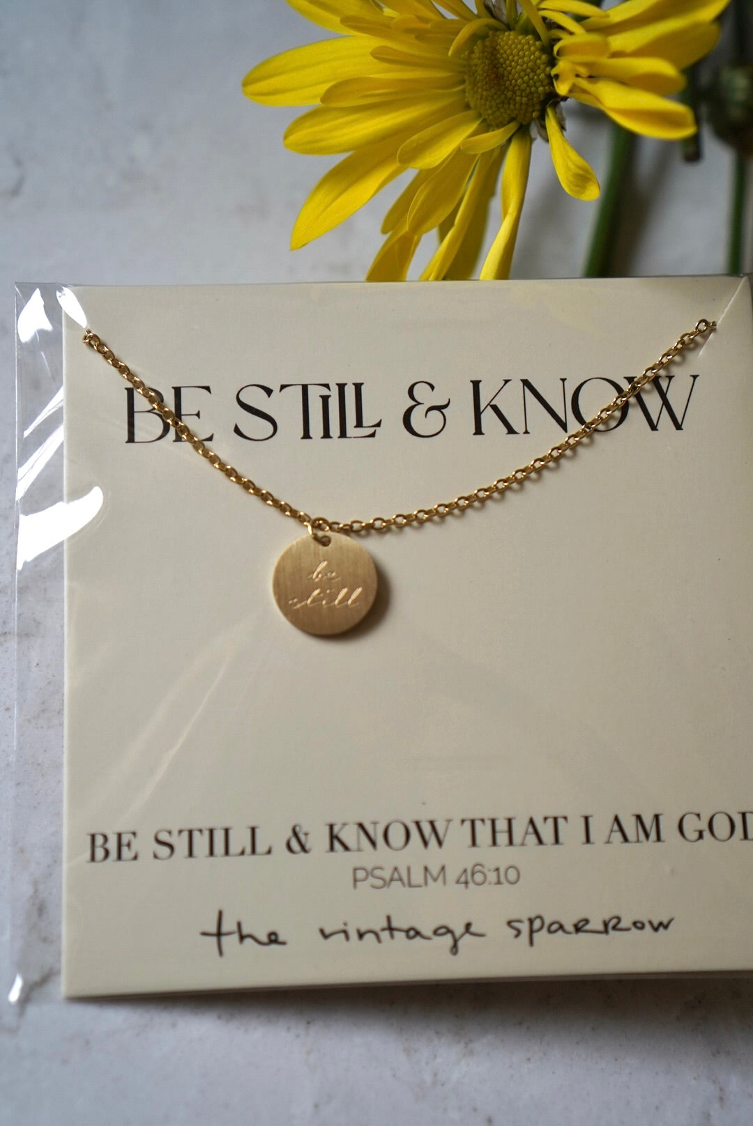 Be Still & Know Pendant: 14K Shiny Script