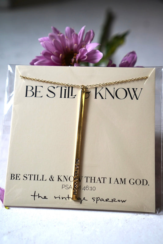 Be Still And Know Long Pendant: Yellow Gold